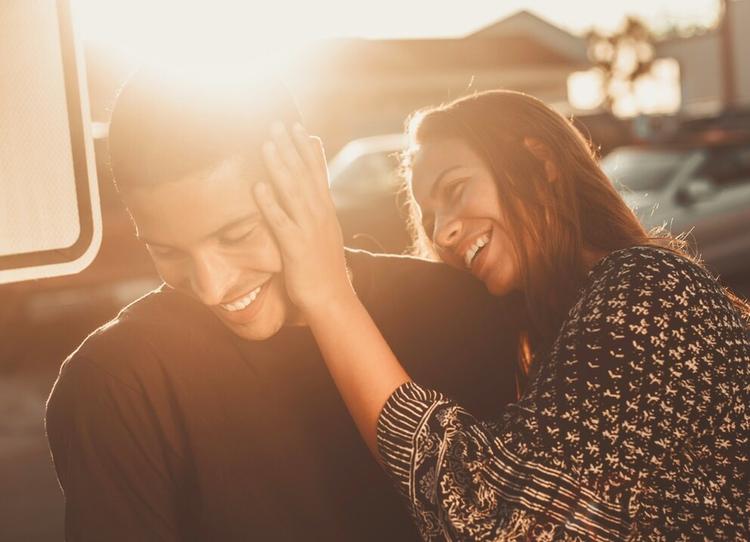 Couple smiling