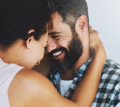 Shot of a happy couple sharing an affectionate moment together at home